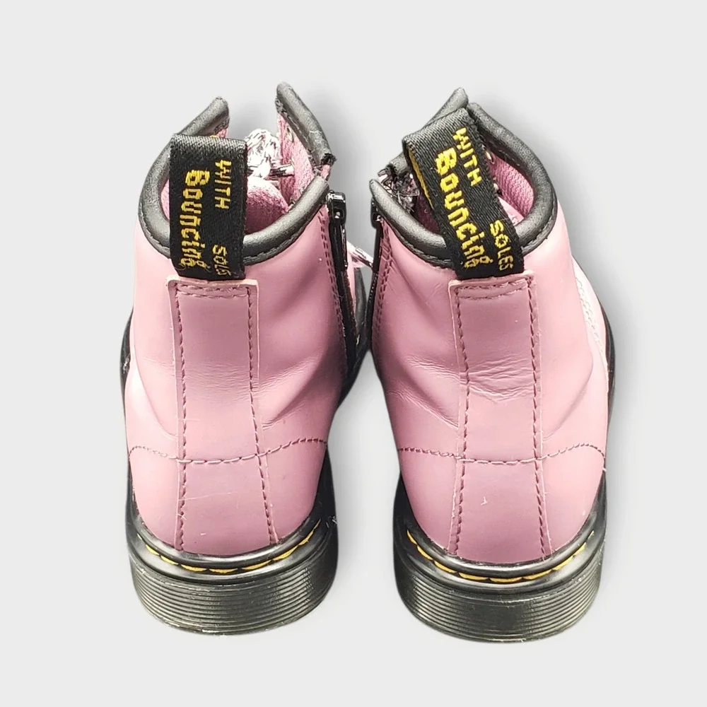 Dr Martens Junior 1460 Toddler Girls Sz 10 Lace Up Combat Boots Pink Black - Picture 2 of 11